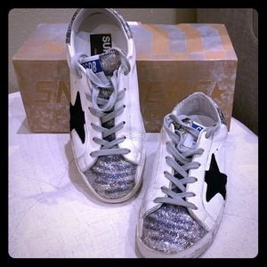 Zebra Glitter w/ black suede star -Golden Goose